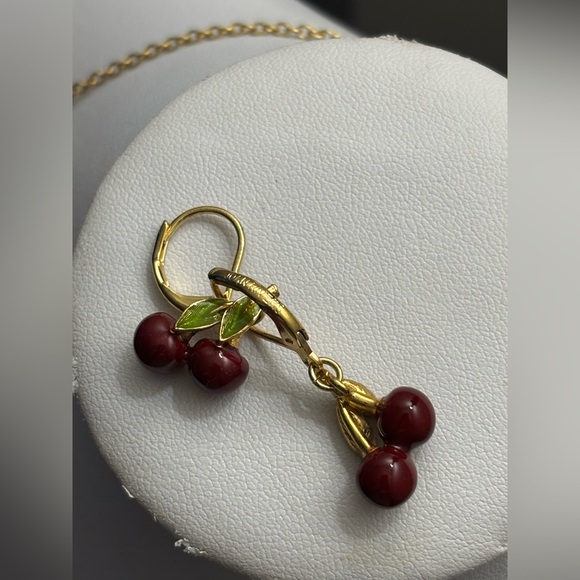 Joan River Custom Enamel Cherry Necklace and Earrings set - Picture 13 of 17